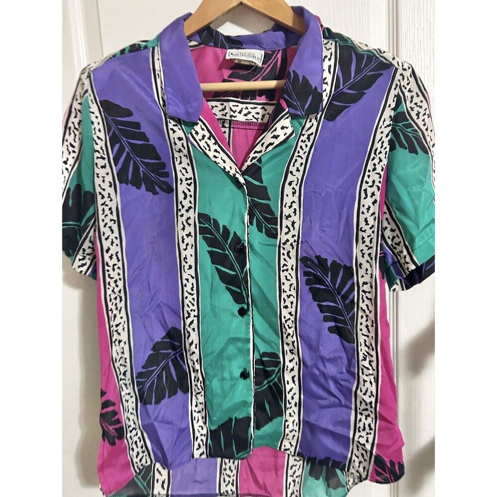 Vintage Campus Casuals of California Button Down MultiColor Shirt Size Small 80s